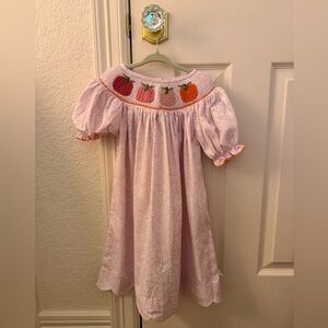 Pink Pumpkin Embroidered Kids Dress
